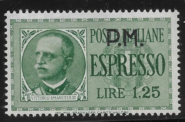 ITALY KINGDOM 1943 Military 1.25L ESPRESSO Post OVPRT "PM" MLH OG