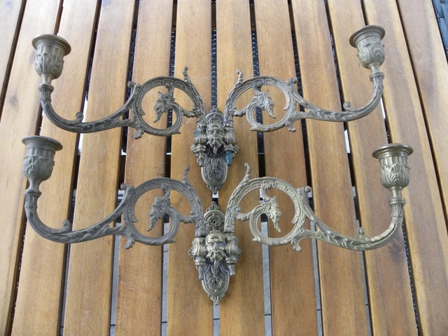 2 ANCIENS BOUGEOIRS  BAROQUE signés L. PINET ANTIQUITE ET AUTHENTIQUES COLLECTOR