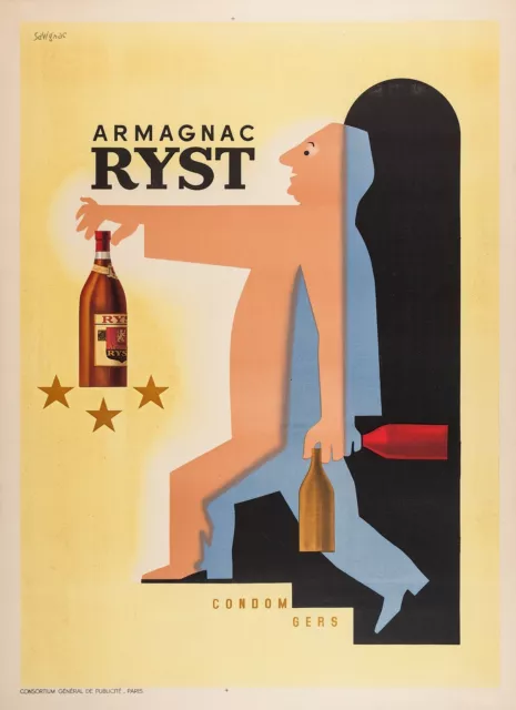 NEW Raymond Savignac Armagnac Ryst Poster Print Canvas FREE SHIPPING