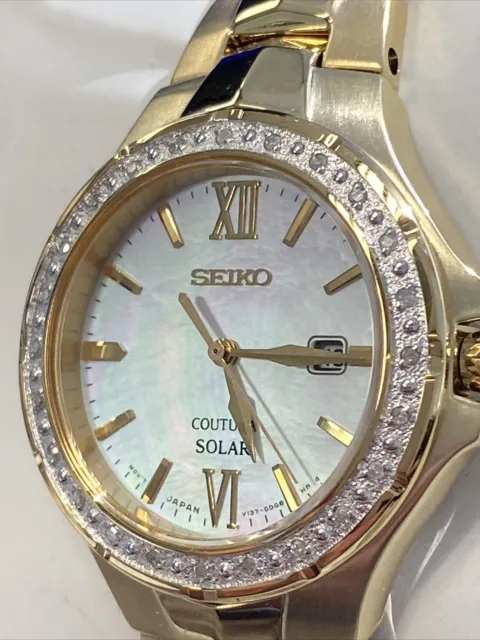 New Seiko Coutura SUT242 Mother Of Pearl Diamond Womens Watch *Day does not work 2