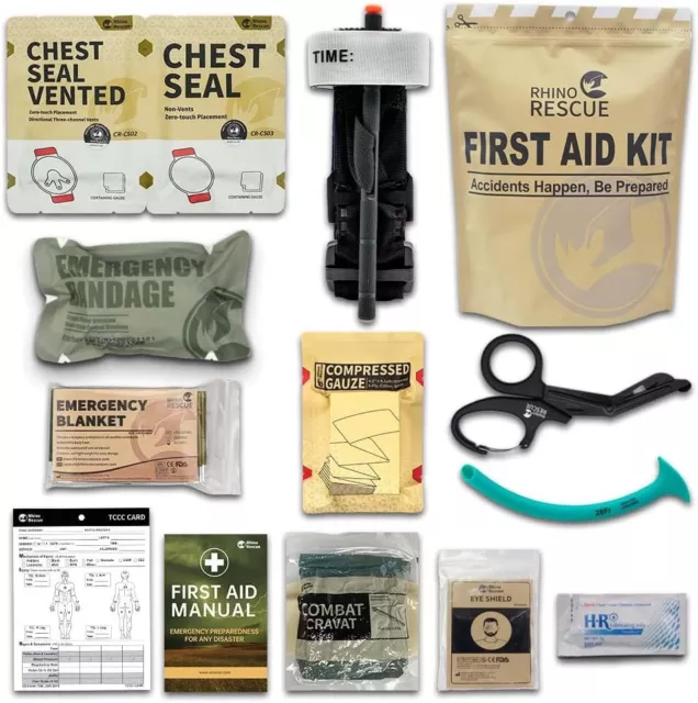 RHINO RESCUE IFAK Trauma Kit, Military First Aid Kit, Refill Supplies 11 pcs