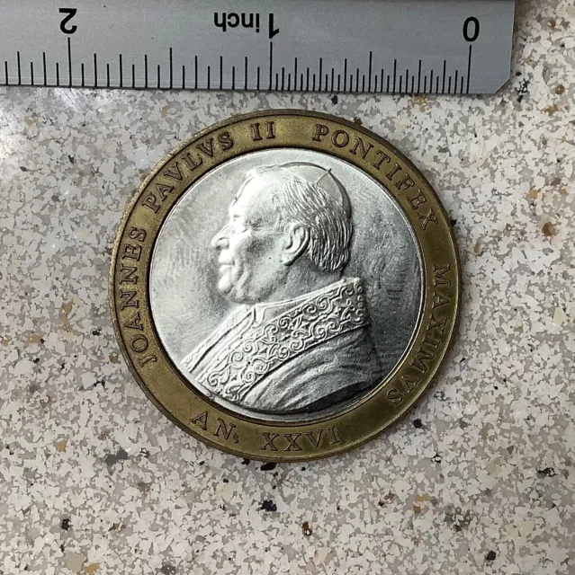 Pope John Paul II 1.5” two tone gold silver coin Holy Roman Catholic Church