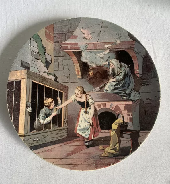 rare assiette Lentille  ancienne decorative faience sarreguemines Conte De Grimm