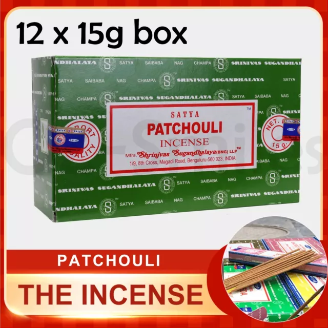 12 X 15g FRESH SATYA SAI BABA - PATCHOULI INCENSE STICKS NAG CHAMPA