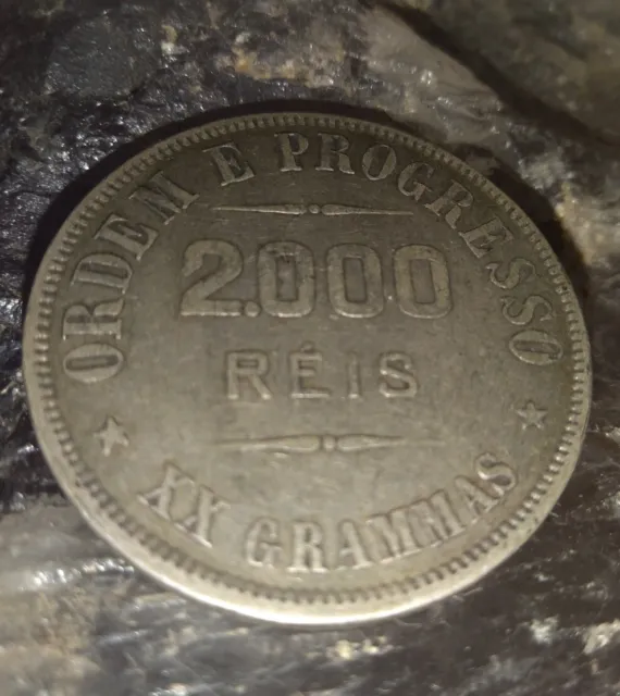 Brazil Silver 2000 Réis Coin 20 Grams 1911.Liberty Woman.