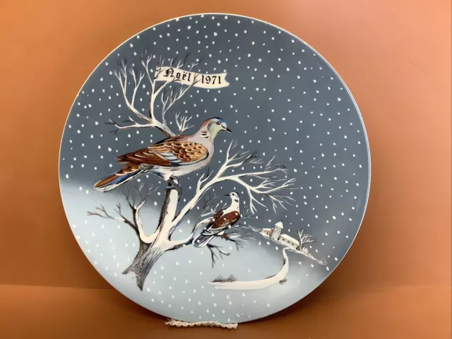 1971 : Two Turtledoves  Haviland Limoges Noel 12 days Of Christmas Plate