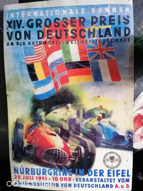 Blechschild Nürburgring Autorennen AVD Grosser Preis von Deutschland 1951/ Eifel
