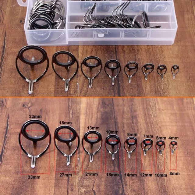 75Pcs High Quality Stainless Steel Sea Fishing Rod Guide Eye Rings Set Tackle UK