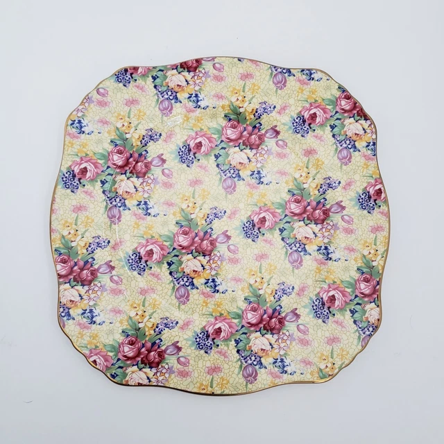 Royal Winton Grimwades Welbeck 2 Dinner and 2 Salad Plates Chintz Yellow 1995 3