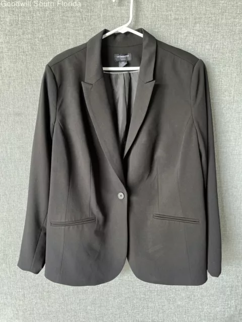 Liz Claiborne Womens Black Long Sleeve Peak Lapel One Button Blazer Size 18W