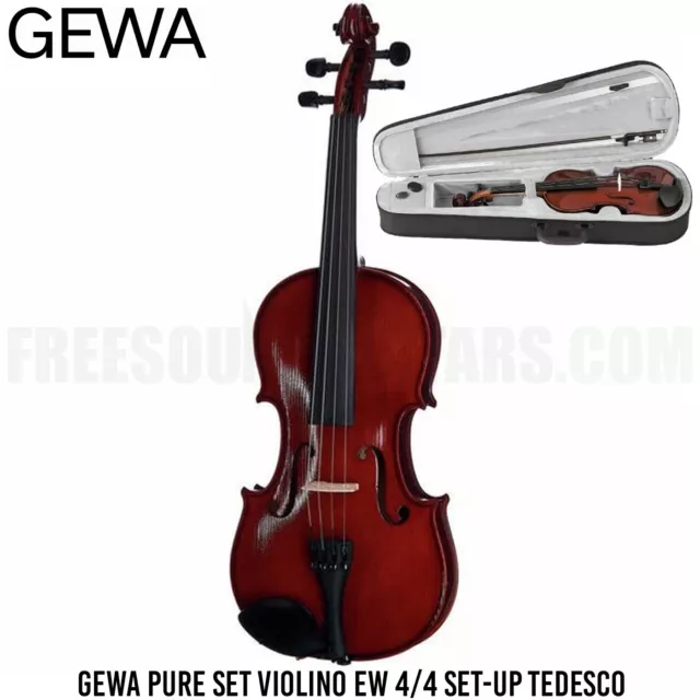 GEWA Pure Set violino EW 4/4 set-up Tedesco Da Studio + Astuccio + Accessori