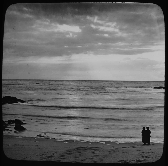 SONNENUNTERGANG AUF DEM ATLANTIK C1890 FOTO Magic Latern Rutsche MEER & WOLKEN STUDIE