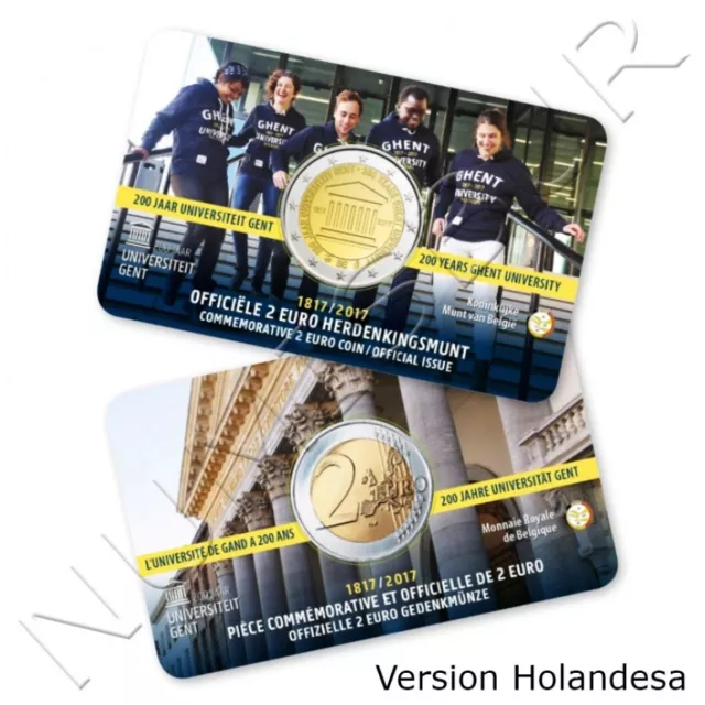 BELGICA 2 euro 2017 coin card  Universidad de Gante (Gent)  (Version holandesa)