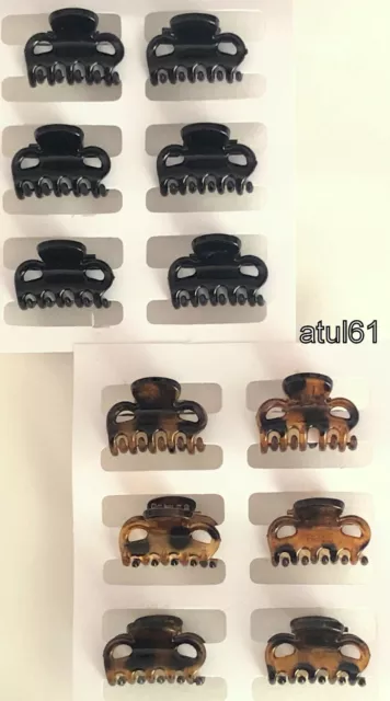 6 Black Brown 2.5 Cm Mini Small Hair Claw Clamps~hair Clips~hair Grips~bulldog