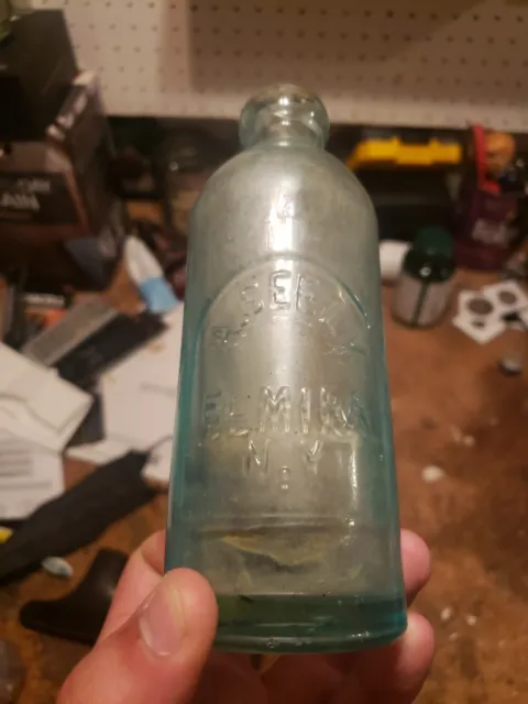 Rare Antique A Seely Elmira NY New York Hutch Soda Pop Bottle Hutchinson Blob
