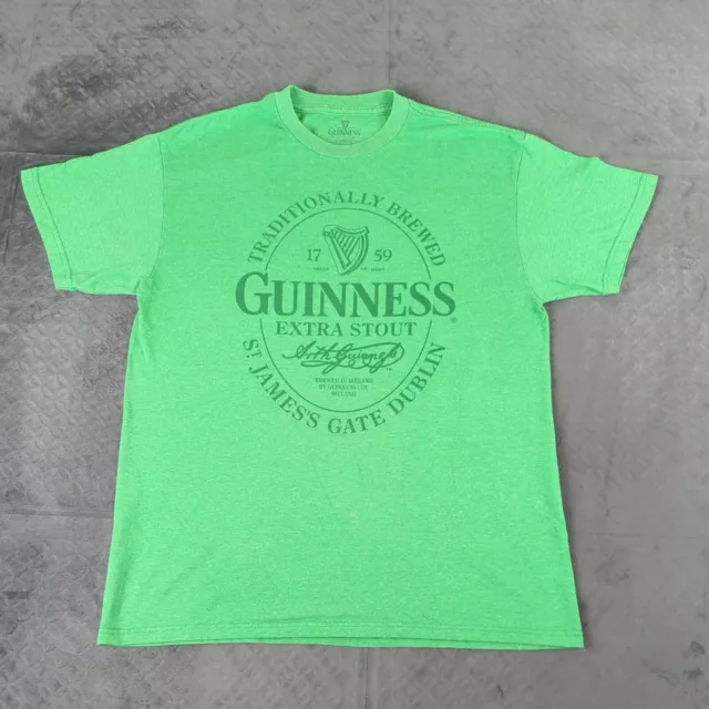 Guinness Extra Stout Beer T Shirt Men Large Green Short Sleeve