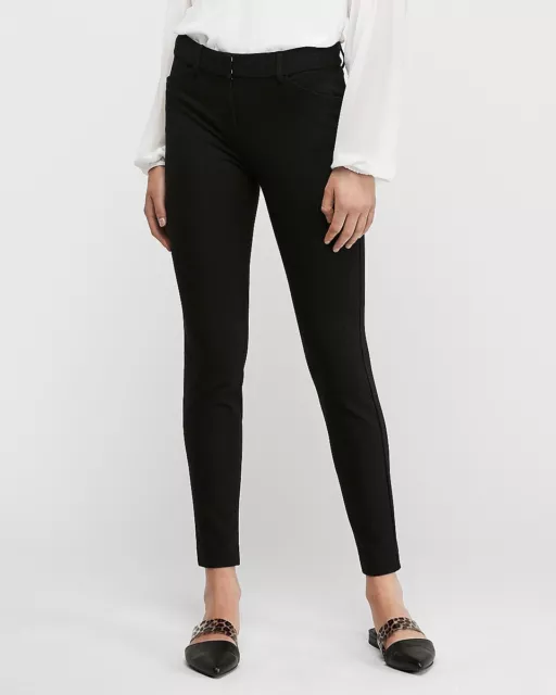 New Express $79 Black Mid Rise Knit Skinny Pants Sz 6