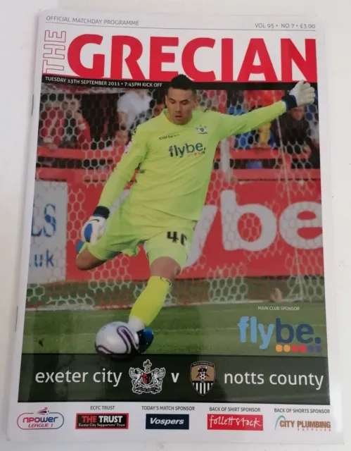 PROGRAMME - The Grecian Match Mag Exeter City Vs Notts County 13th Sept 2011