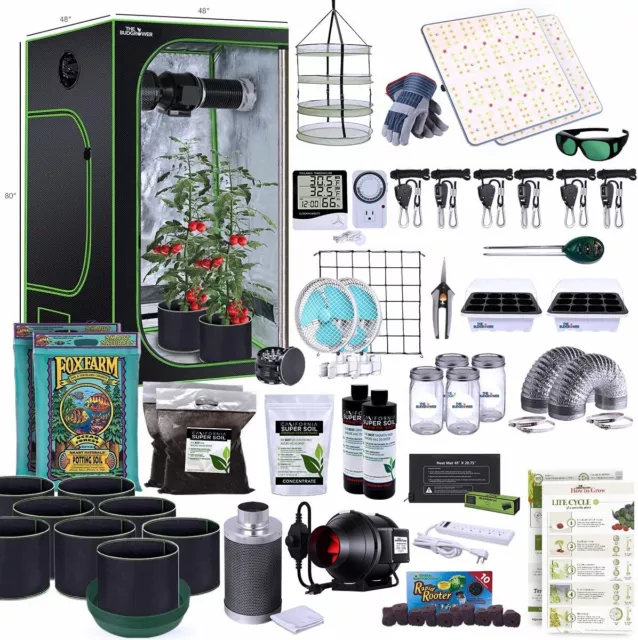 TheBudGrower Complete All-in-One Home Grow Solution 48"x48"x80"- 1200W (X2 600W)
