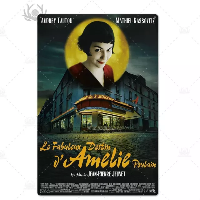 Plaque  Décorative En Métal Étain Film Amélie Poulin  30X20 Cm