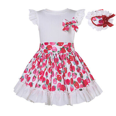 Girls Outfits 2 3 4 5 6 7-8 9-10 10-12 T-Shirt + Floral Skirt Summer Dress Suit
