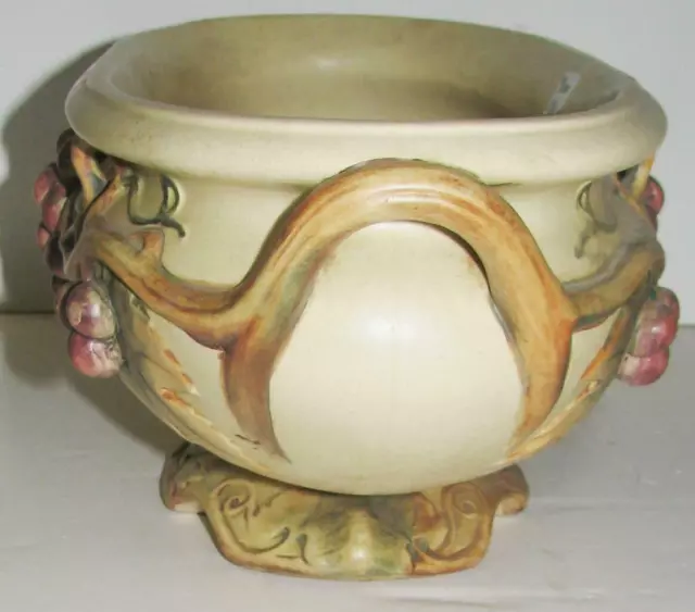 WELLER Grape & Vine Motif LARGE oval Porcelain Console Planter/Vase 3