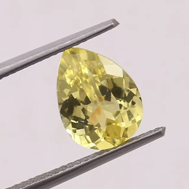 AAA Naturel sans Défaut Ceylan Jaune Saphir Desseré Poire Gemme Coupe 4.15 CT