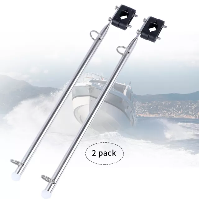 2X Boat Stainless Steel  Flag Pole Bracket Outdoor Flag Holder 7/8"-1" Rail