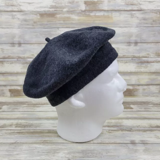 Vintage P.R.T. Ultrabasque 100% Wool Dark Gray Beret Hat Made in Czech Republic