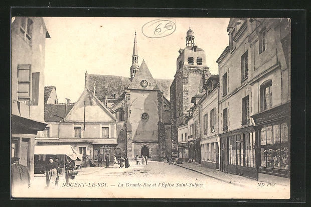 CPA Nogent-le-Roi, La Grande Rue et l´ Eglise Saint Sulpice 1905