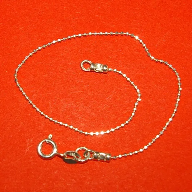 925 Sterling Silver Italian 1mm Diamond Cut BALL Chain BRACELET, ANKLE Bracelet