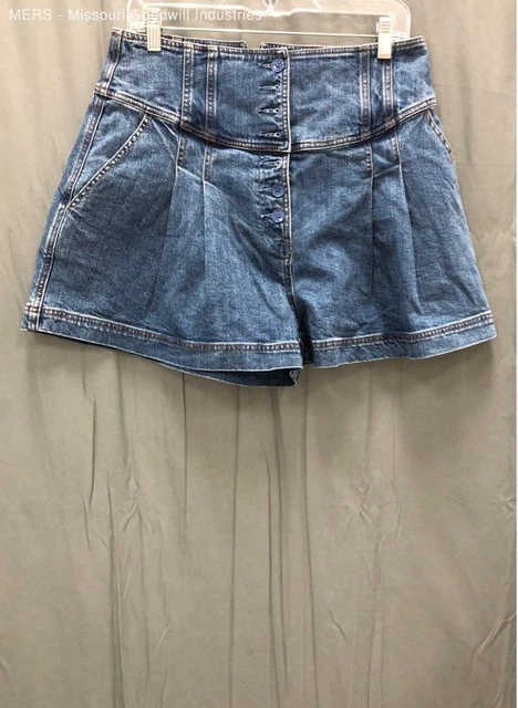 ULLA JOHNSON WOMEN Mid Wash Pleated Corset Cass Denim Shorts Size 10 16.50 PicClick