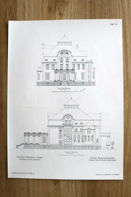 AR6) Architektur Livland Lettland 1902 Herrenhaus Rodenpois Fassade Haus 26x36