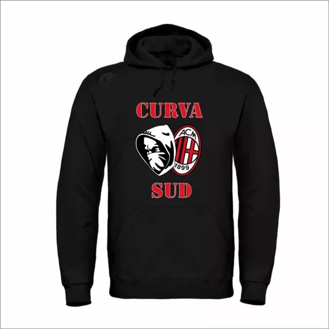 Felpa MILAN Personalizzata Cappuccio tifosi CURVA SUD ULTRAS fan calcio Stadio