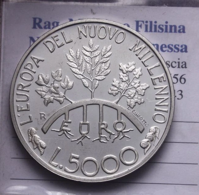NL*SAN MARINO  5000 LIRE ARGENTO 1999 NEL NUOVO MILLENNIO come da foto