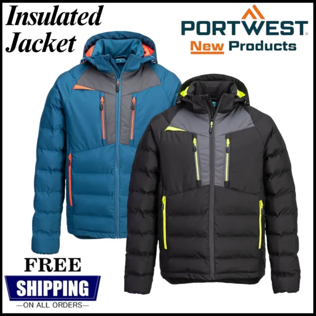 Portwest DX4 Insulated Baffle Jacket Waterproof Breathable Padded Winter Coat UK
