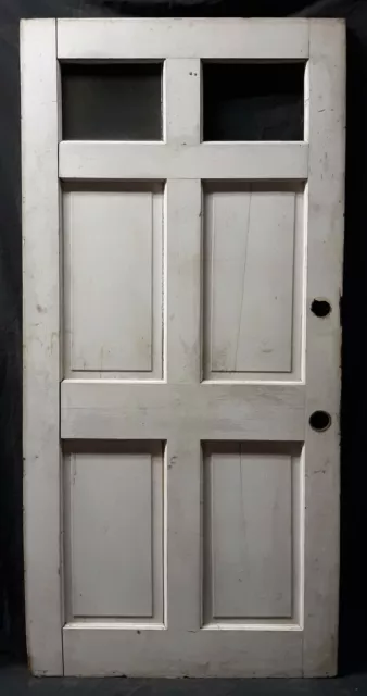 36"x77.5"x1.75" Antique Vintage SOLID Wood Wooden Entry Door Window Glass Panels