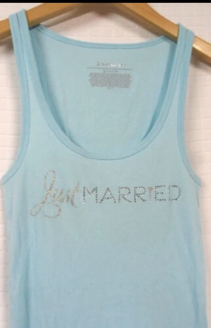 VICTORIA'S SECRET  Blue JUST Married RHINESTONE Bride TANK TOP  Sz M