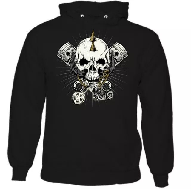 Biker Skull Mens Biker Hoodie Motorbike Motorcycle Custom Chopper Bike
