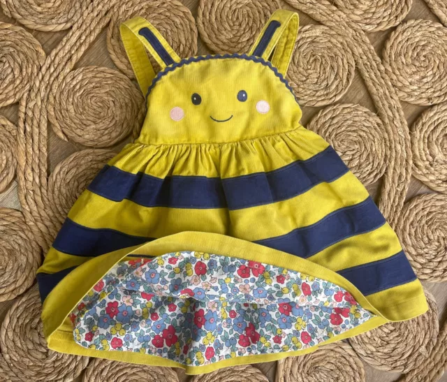 Mini Boden Baby Girls Cord Bee Pinafore Dress 12 18 Mth 🐝