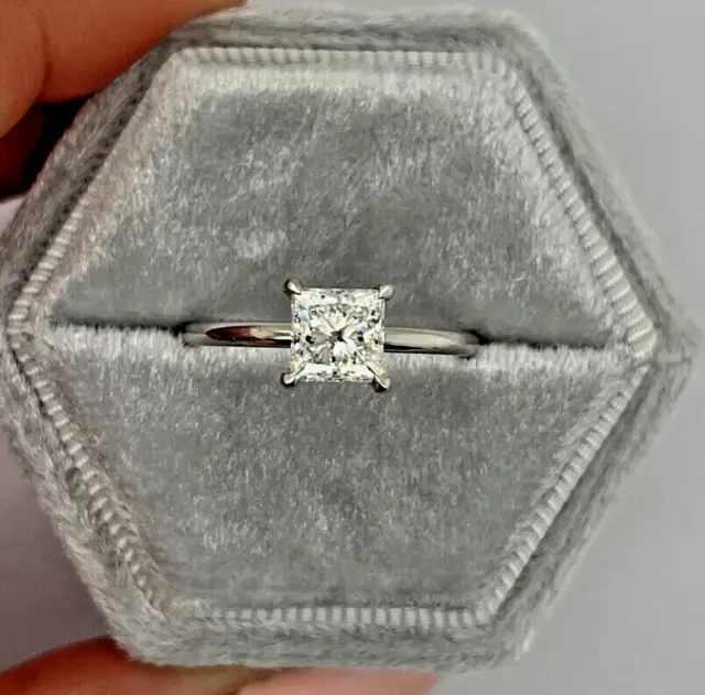 2Ct Princess Cut Lab Created Diamond Solitaire Womens Ring 14K White Gold Plated