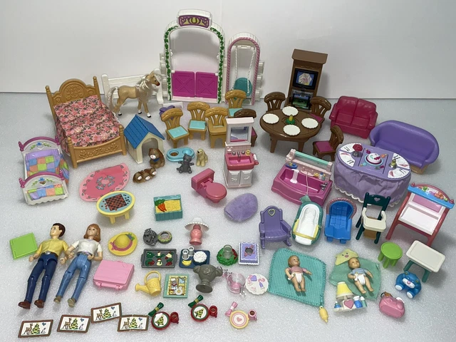 Fisher Price Loving Family dollhouse Furniture Lot 93-99 lights sounds 75pcs