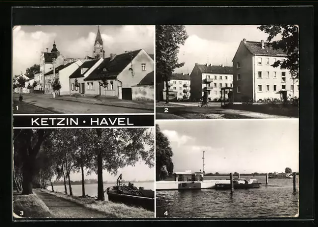 Ansichtskarte Ketzin /Havel, Uferpromenade, an der Fähre und Neubauten