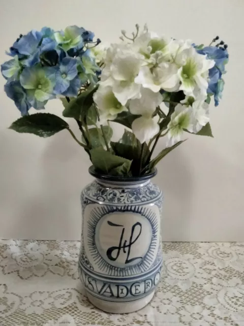 Pre-owned Initial H  Pottery Clay Vase Vessel Pottery Signed Moni Carved/Flowers