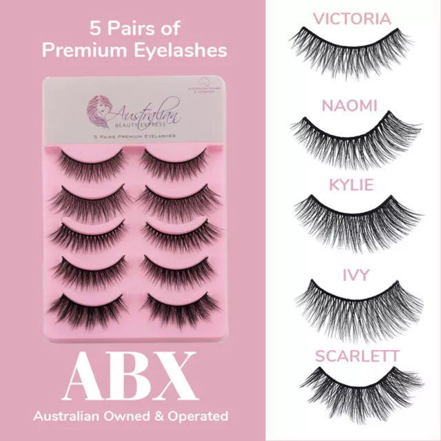 AU Stock 5 Pairs 3D Natural Thick Long Makeup Fake Eyelashes False Eye Lashes