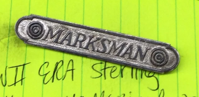 1930s or WW2 ERA STERLING SILVER US MARINE CORPS 2 1/4" MARKSMAN PINBACK BADGE 1930s or WW2 ERA STERLING SILVER US MARINE CORPS 2 1/4" MARKSMAN PINBACK BADGE