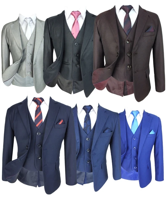 All in One Boys Formal Wedding Communion Suit Set 6 Piece Prom Party Outfit