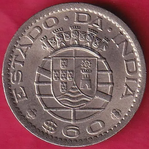 Portuguese India Goa 60 Centavos 1959 Rare Coin #Se82