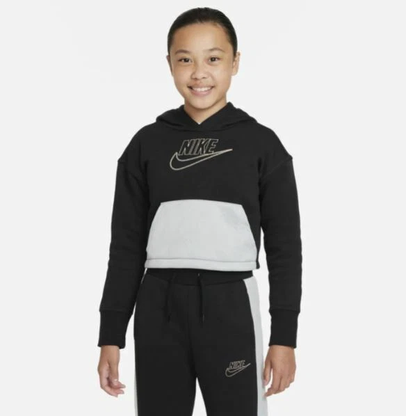 NIKE Icon Clash Hoodie Girls Junior Black Size UK 7-8 Years #REF96