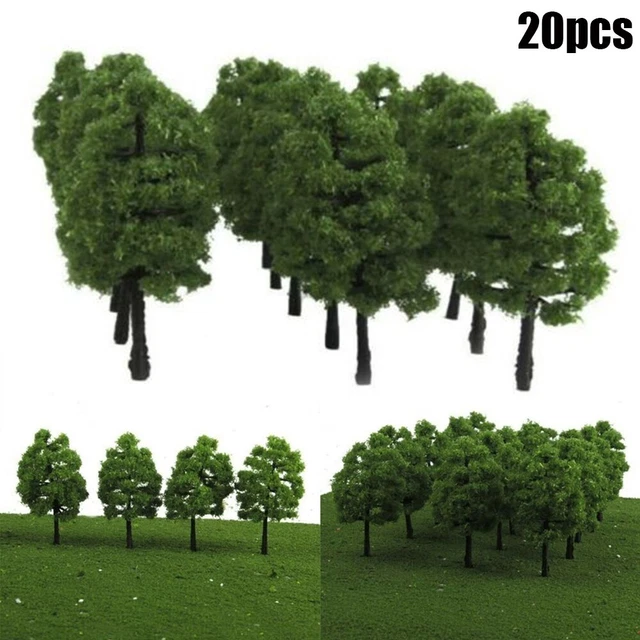 10 pz Pini Modello Treno Ferrovia Edificio Verde Modello Albero Per N/ OO Calibro Scala Ferrovia Layout Paesaggio Decorare FAI DA TE  15